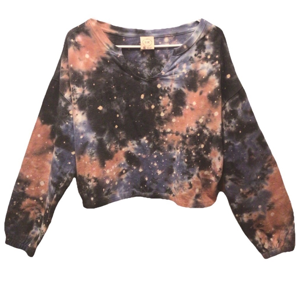 Urban Rebel Juniors Galaxy Tie Dye Cropped Oversized Sweatshirt Size Medium
